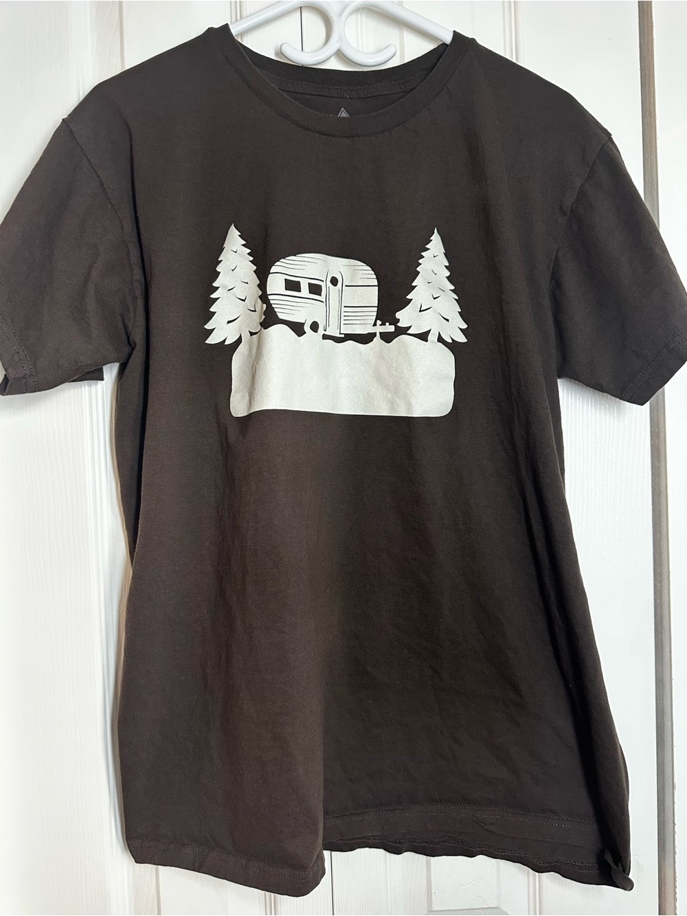 Camper Brown Short Sleeve Tee with White Camper Graphic #74